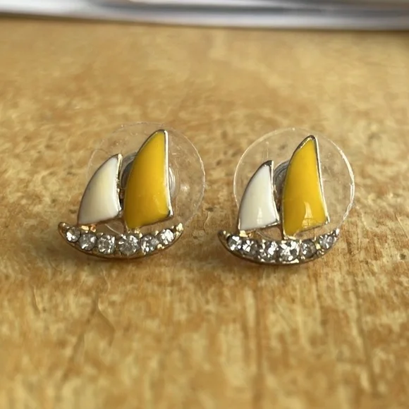 Lou Lou Women Boat Earrings - Yellow/White/Silver - Picture 2 of 7